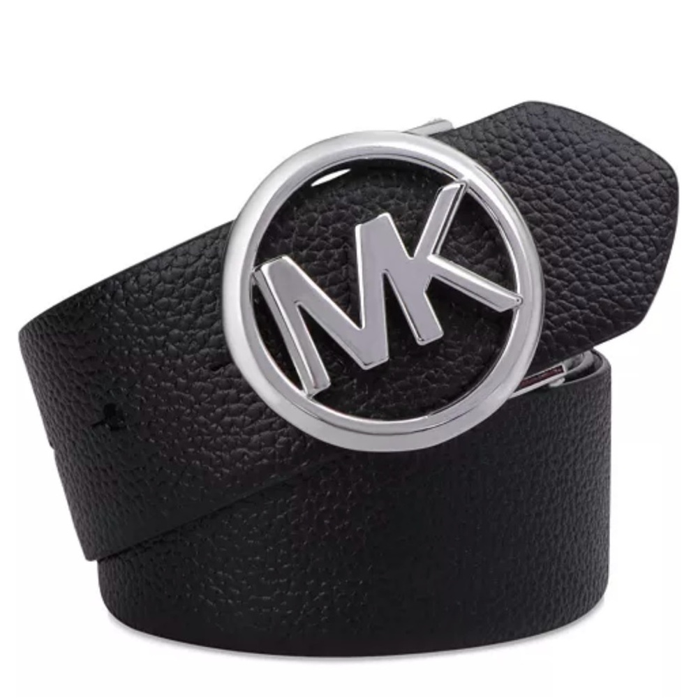 Michael Kors Black Belt with Silver Logo Buckle